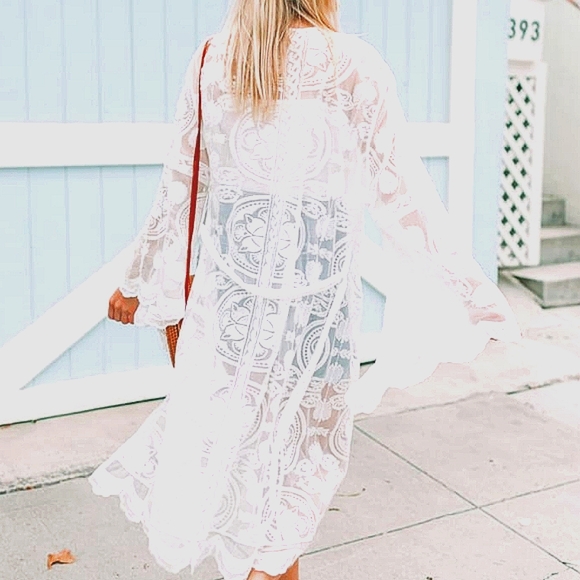 AMARYLLIS 🌟Medallion Embroidered Lace Kimono coverall - Picture 2 of 5